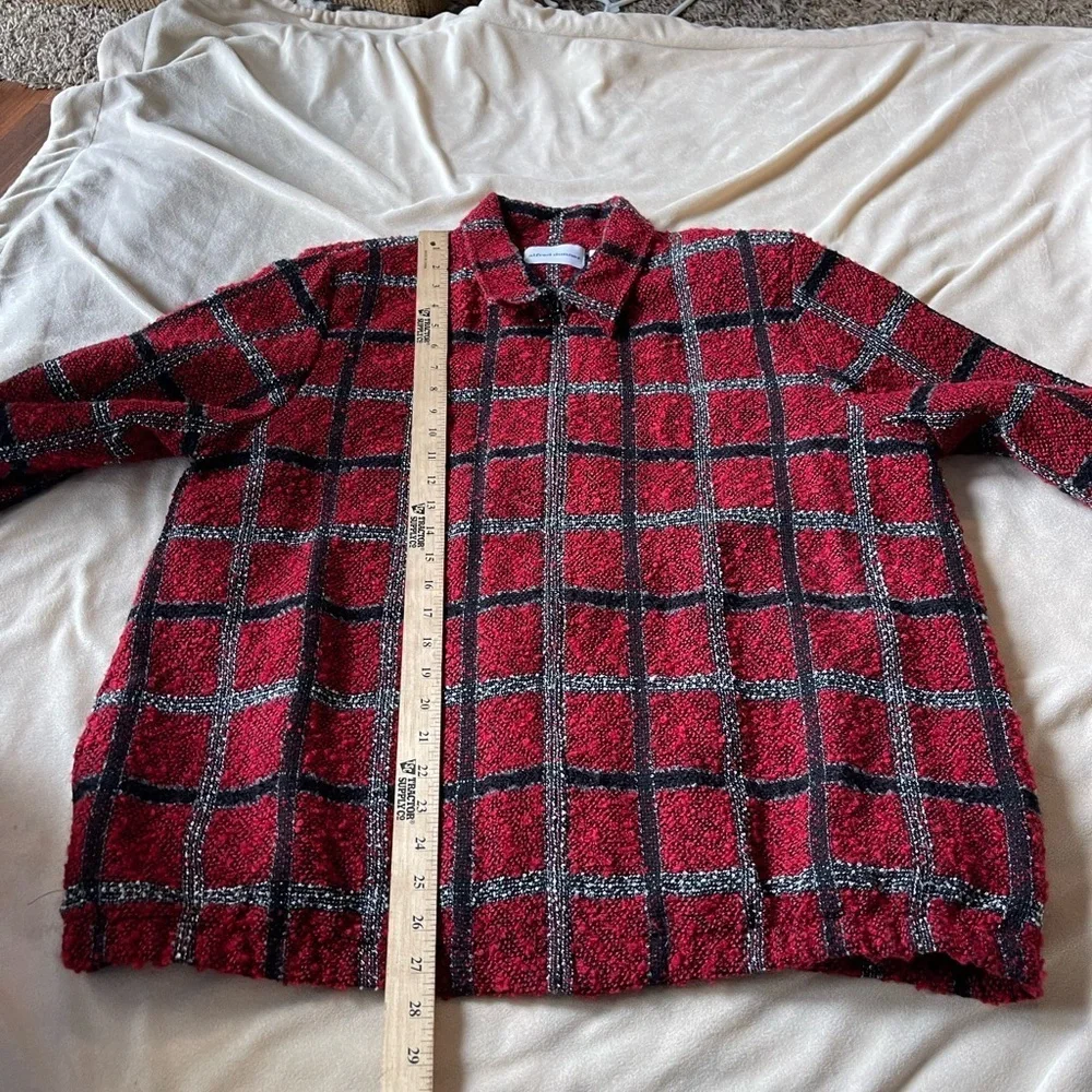 Alfred dunner red black plaid textured jacket